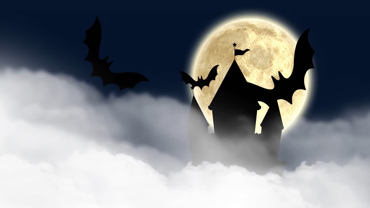 Animazione di pipistrelli volanti su cielo notturno