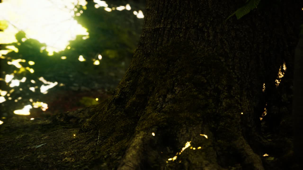 Fantasy firefly lights in the magical forest