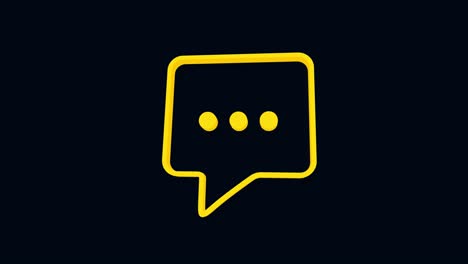 icono de chat de burbuja de habla aislado en fondo negro. icono de mensaje. comunicación o símbolo de chat de comentario. 4k