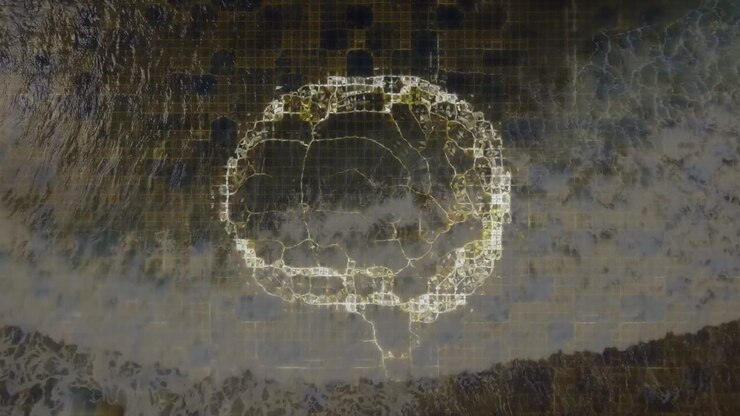 Animation of human brain over seascape