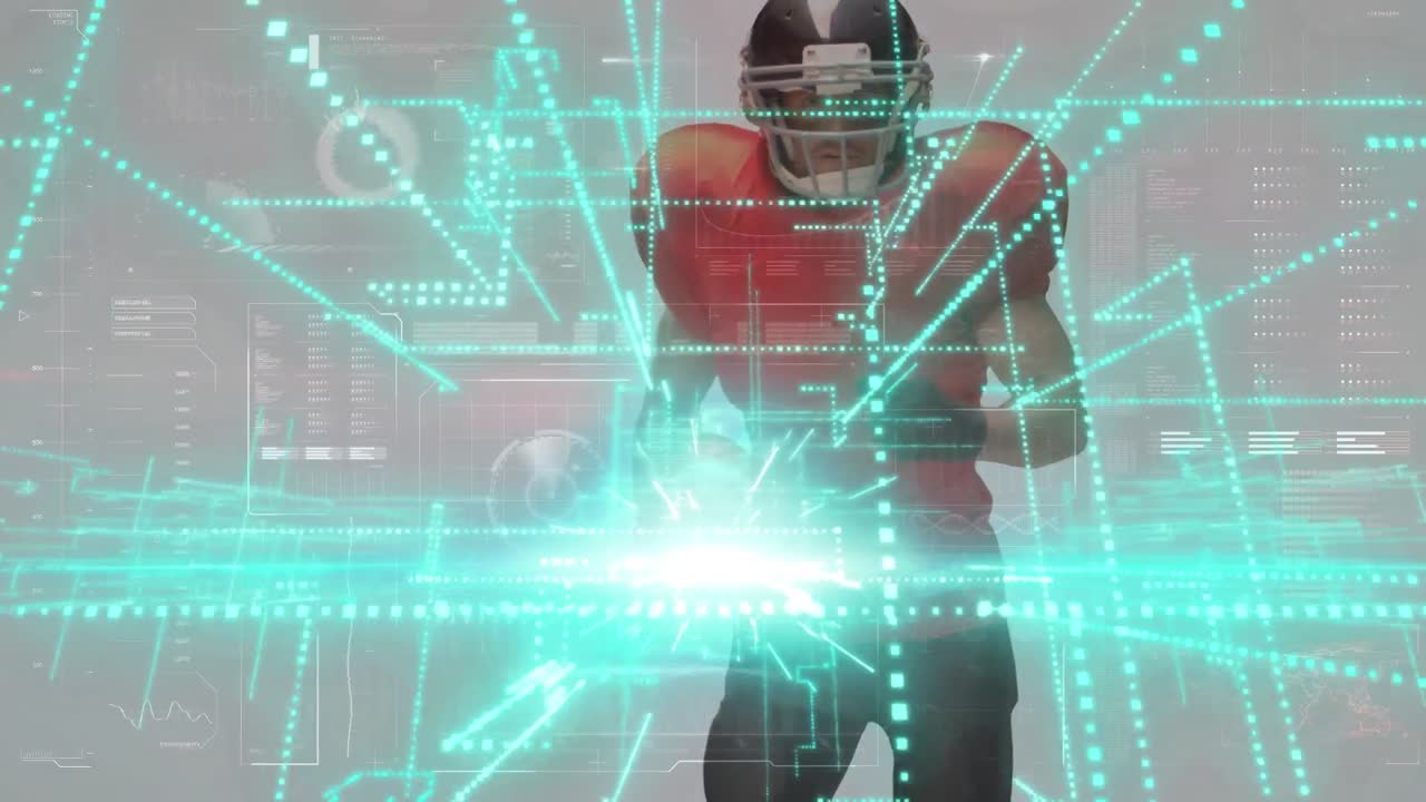 백인 남성 럭비 선수에 대한 데이터 처리 애니메이션