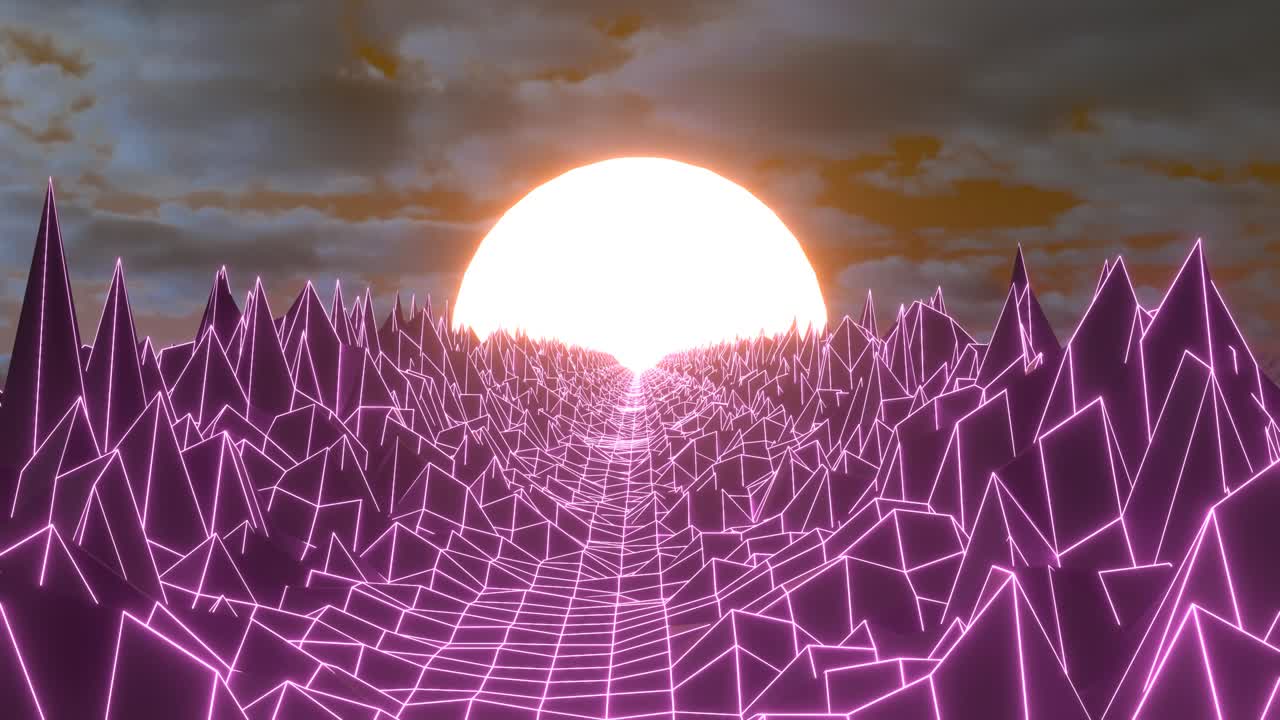 el fondo de animación 3d retro de los años 80