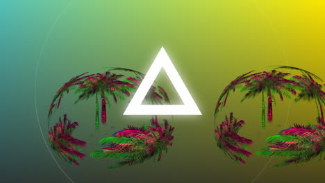 animation of vibrantly coloured palm trees in hypnotic movement on seamless loop