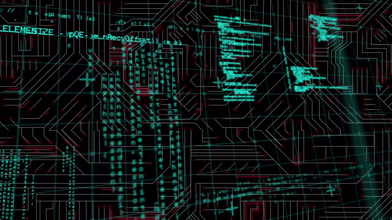 animación del procesamiento de datos sobre un circuito integrado