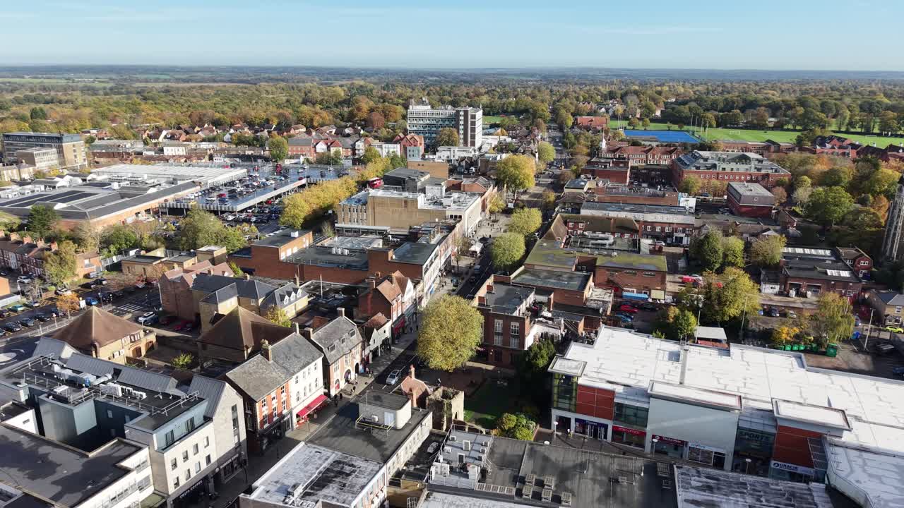 High Steet Brentwood Essex UK Town centre drone , aerial , view from air