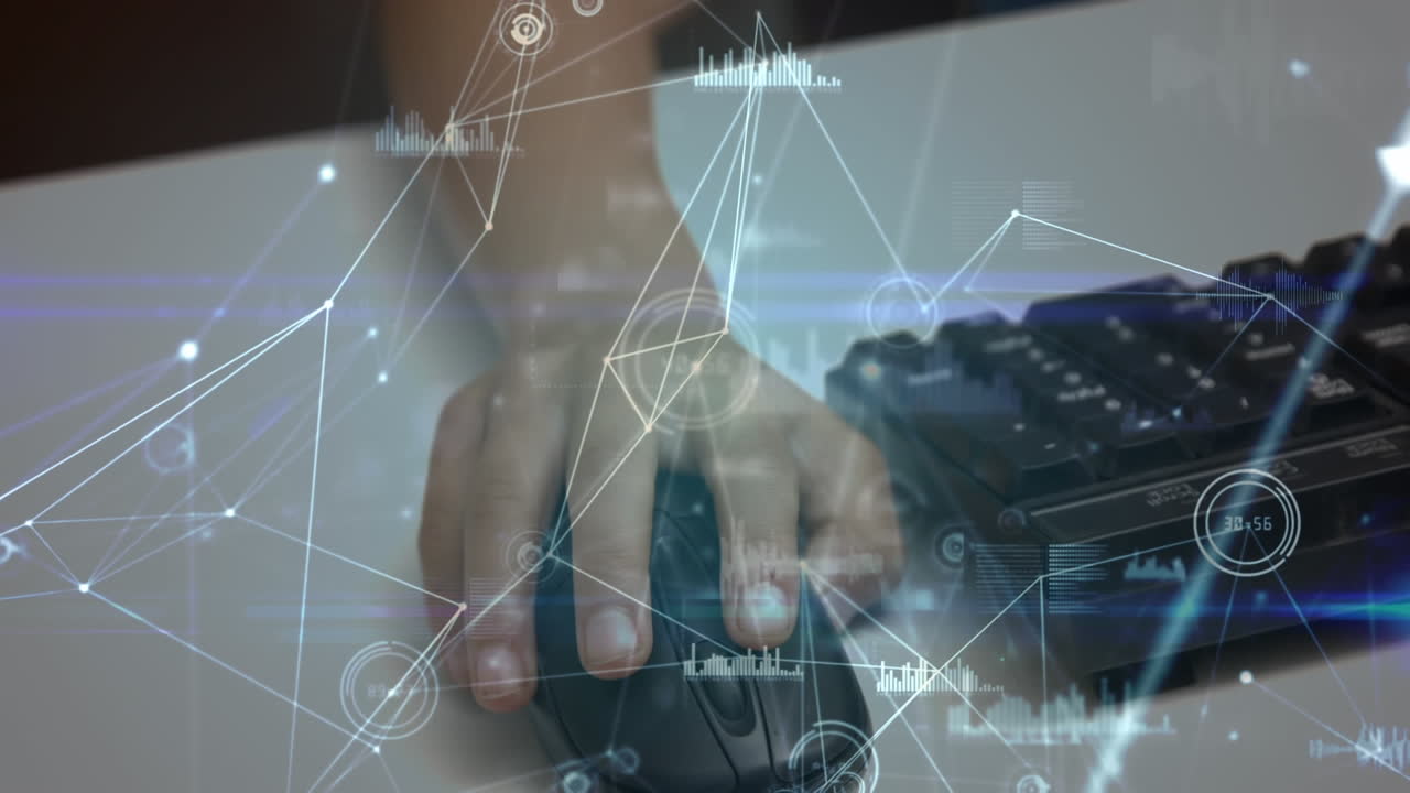 animación de la red de conexiones a través del niño utilizando la computadora