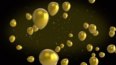 animation of golden balloons floating on black background