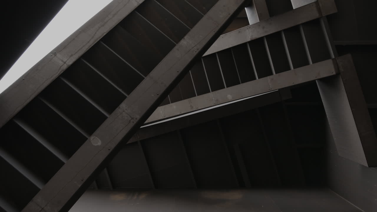 Abstract, geometric steel stairway