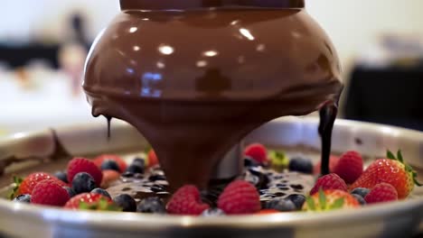 chocolate fountain with berries