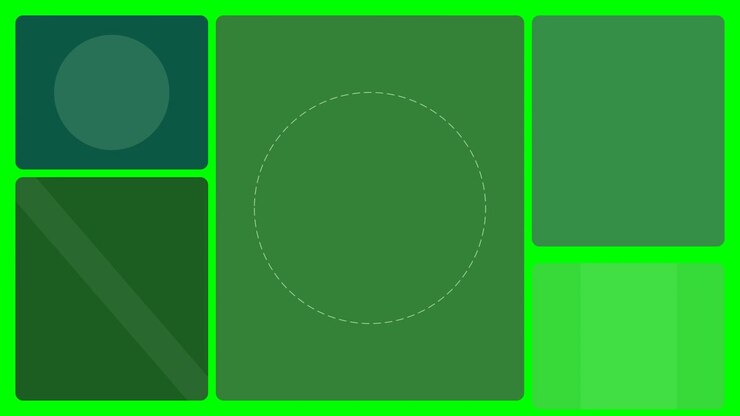 Elementi grafici animati su green screen che appaiono sullo schermo