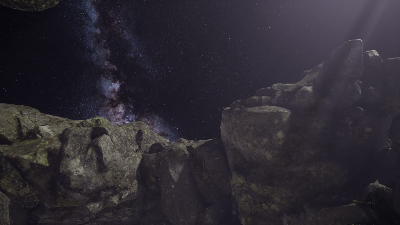 4k astrofotografía rastros de estrellas sobre las paredes del cañón de piedra arenisca.