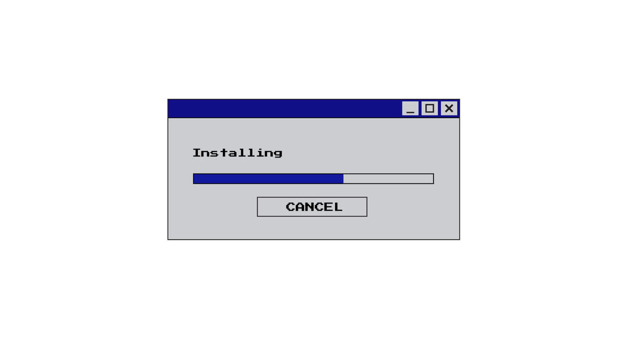 Retro Computer Software Installation Progress Bar Animation
