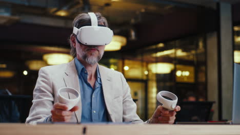 Male Office Worker Wearing VR Headset