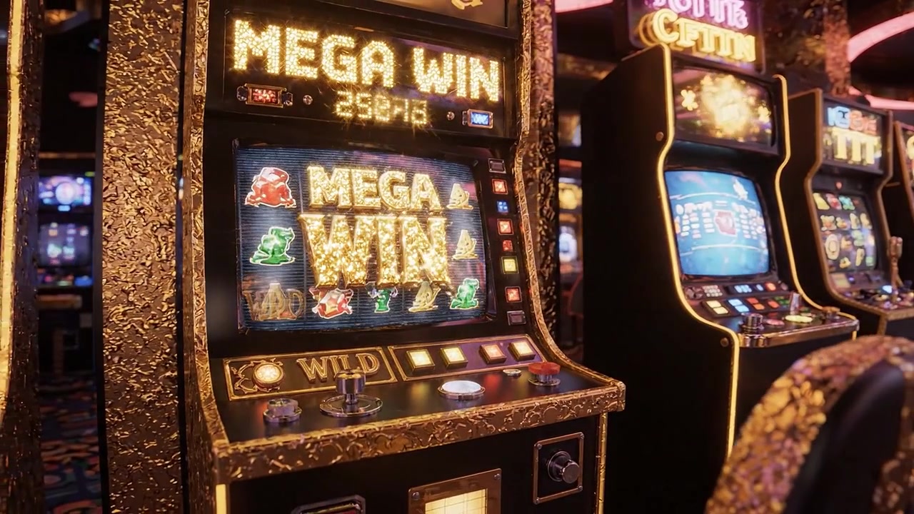 Vivaci slot machine da casinò che mostrano vincite entusiasmanti e simboli colorati, catturando il brivido del gioco d'azzardo in un vivace ambiente di gioco.