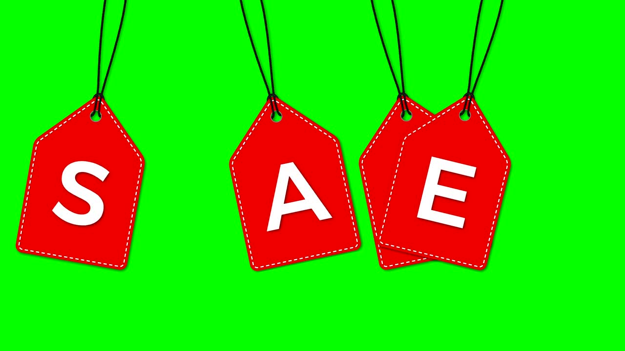 etichette rosse appese per la vendita.