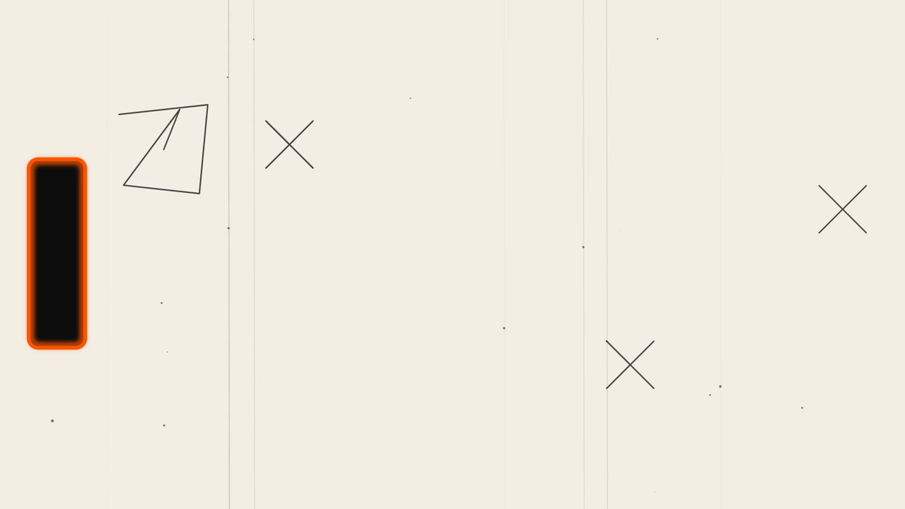 Animação minimalista abstrata com formas geométricas e textura de granulação de filme