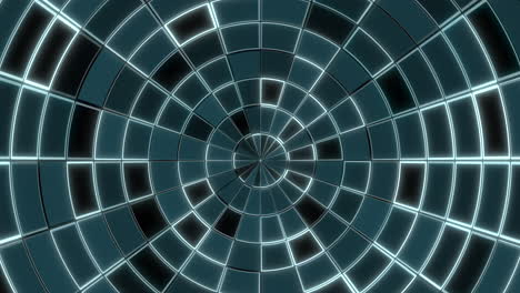 circular grid of blue shaded squares in futuristic 3d rendering