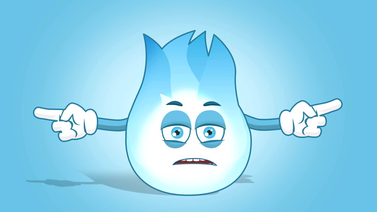 만화 가스 불꽃 불행한 얼굴 애니메이션 알파 매트와 함께 이중 측면 포인터