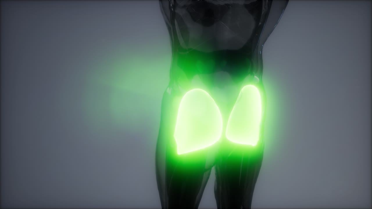 gluteus maximus - animación de la anatomía de los músculos de las piernas