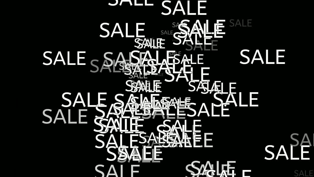 SALE animation text motion graphics on Black background