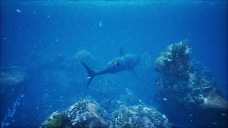 great white shark swimming in the ocean