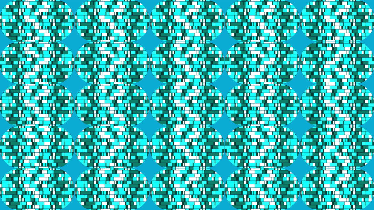 Animation of vertical rows of blue mosaic capsule shapes moving on blue background