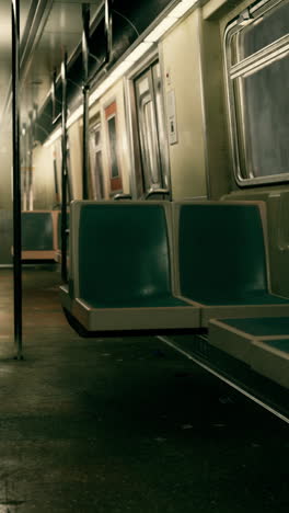 interior vacío del vagón del metro