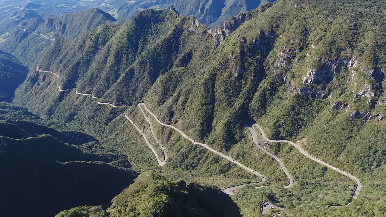Serra do Rio do Rastro, Santa Catarina. Full scene of landscape showing the road, Brazil.