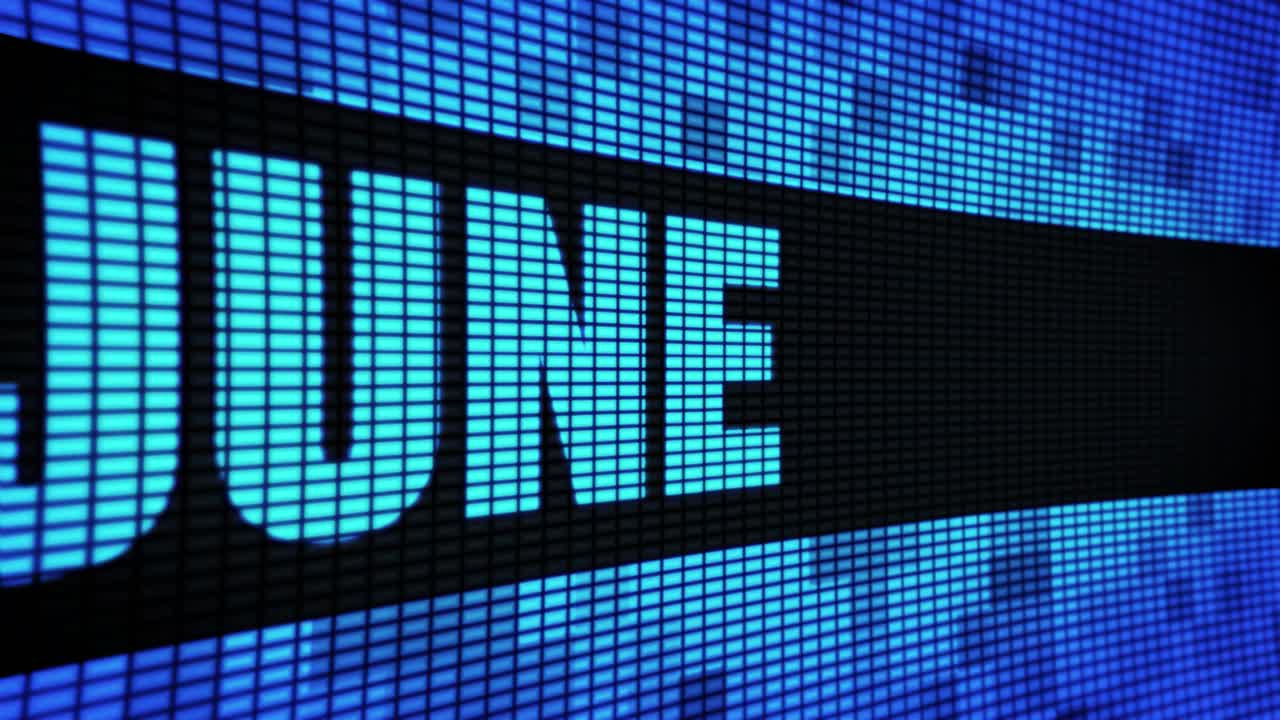 June displayed on a digital screen