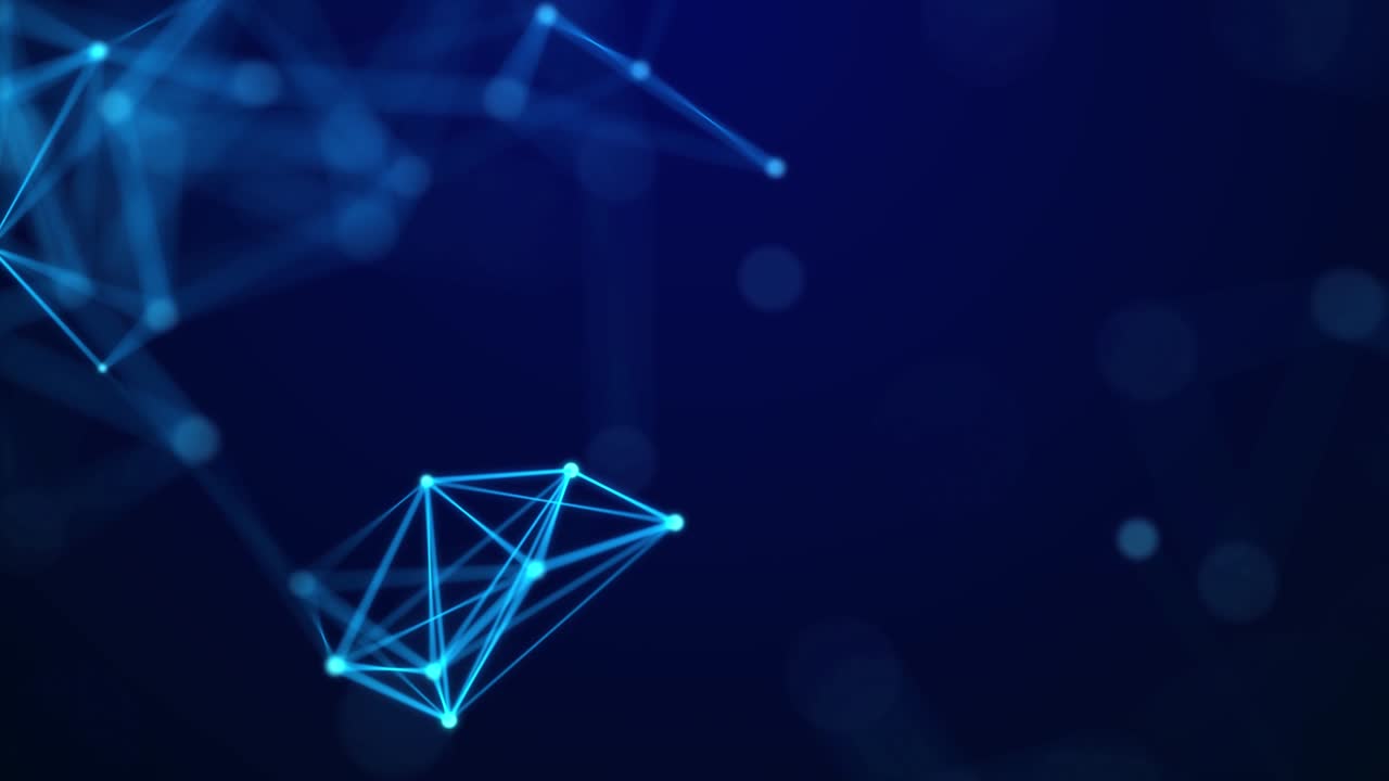 Abstract digital connection moving dots and lines. Technology background. Network connection structure. Plexus effect. 3d Seamless loop. 4K