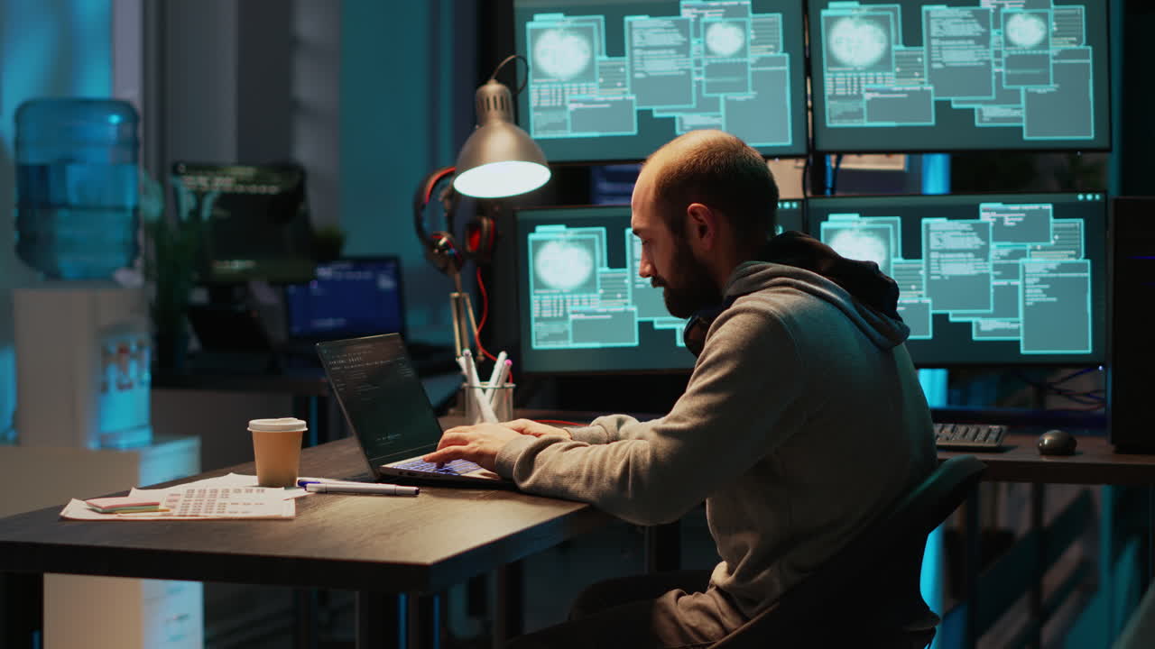 Programmer working on cybersecurity project