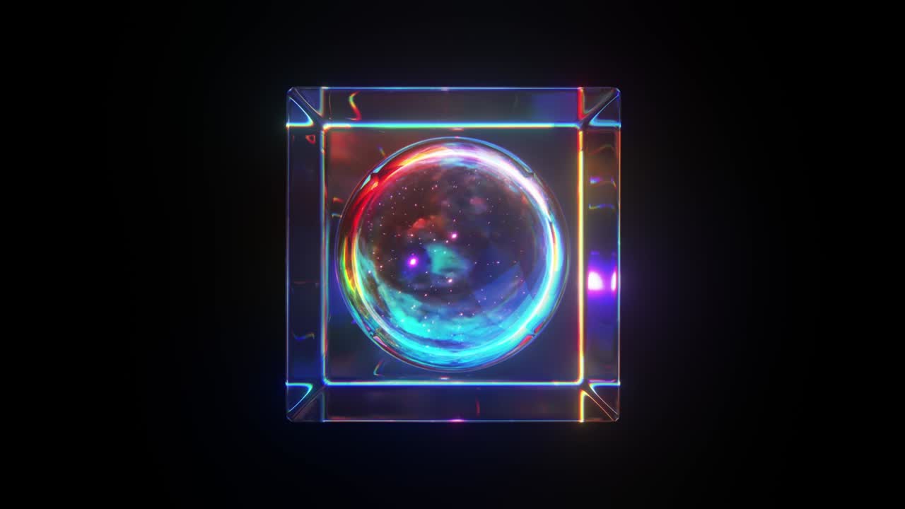 추상적인 유리 큐브 루프 애니메이션