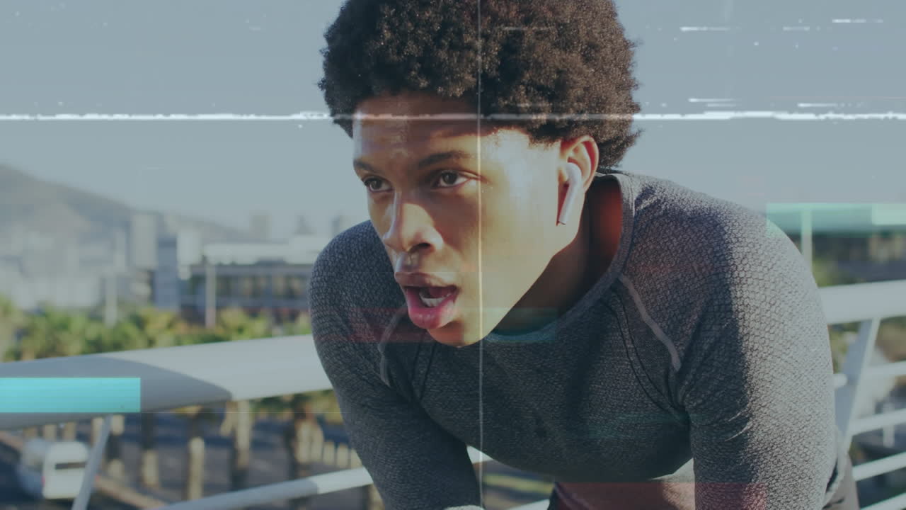 Animation of interference over biracial male runner