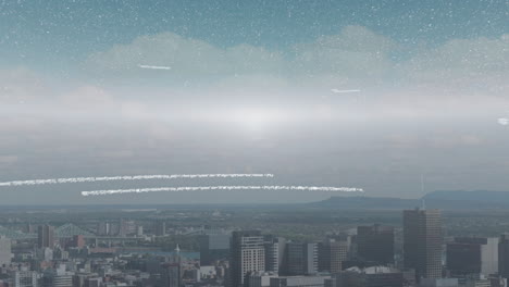 animación del procesamiento de datos sobre el paisaje urbano