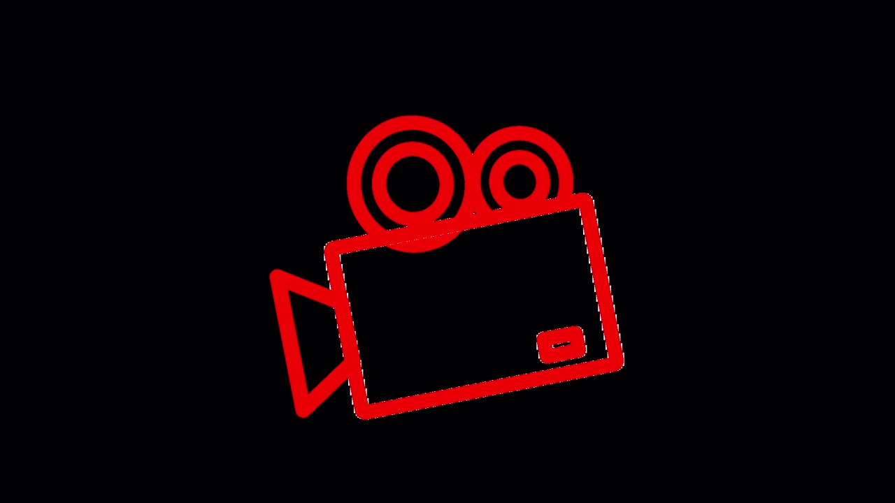 Animação de Ícone de Câmera de Filme Vintage Vermelha em Fundo Preto