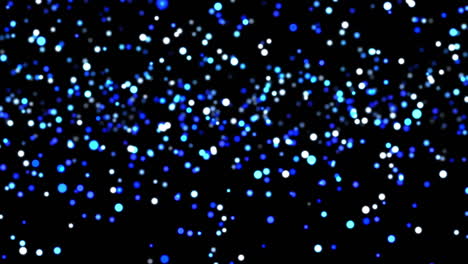 animation of red energy particles moving over blue and white light spots rising on black background