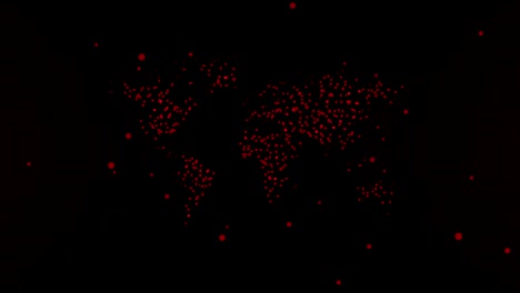 fondo futurista del mapa de la tierra. tecnología del mapa del mundo partículas redondas en animación de bucle espacial 3d