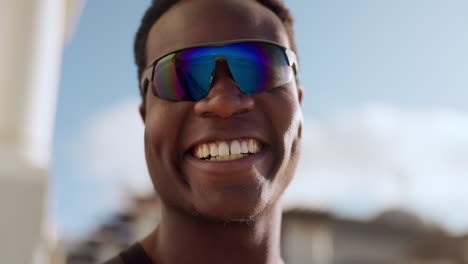 Black-man,-happiness-and-face-with-glasses