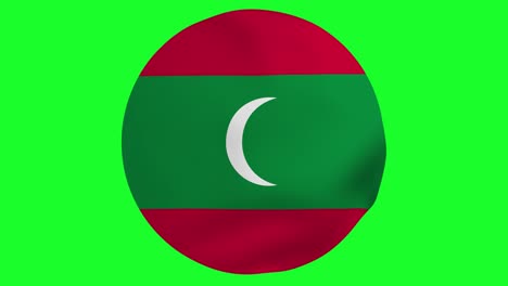 round flag of maldives waving in air 4k uhd animation