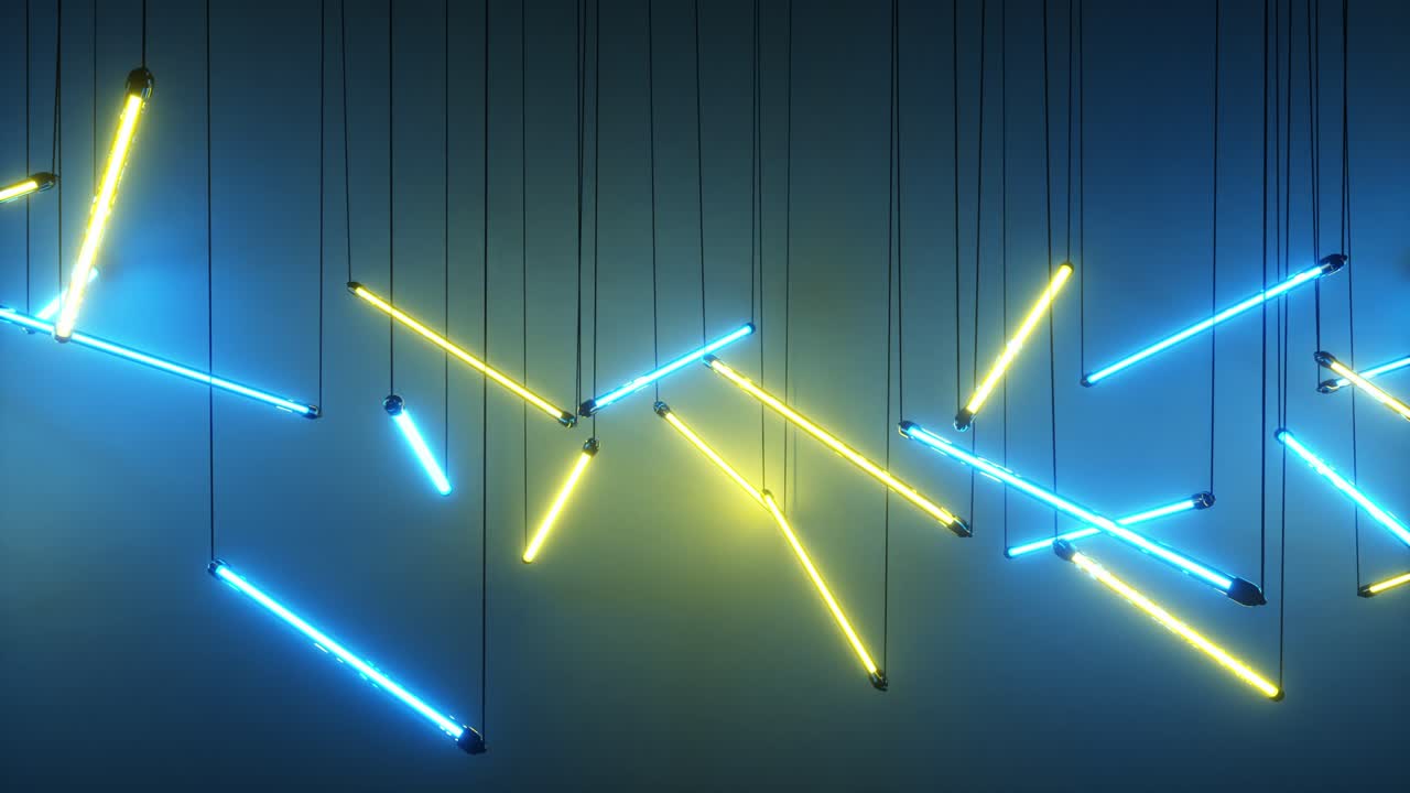 추상적인 네온 조명 설치