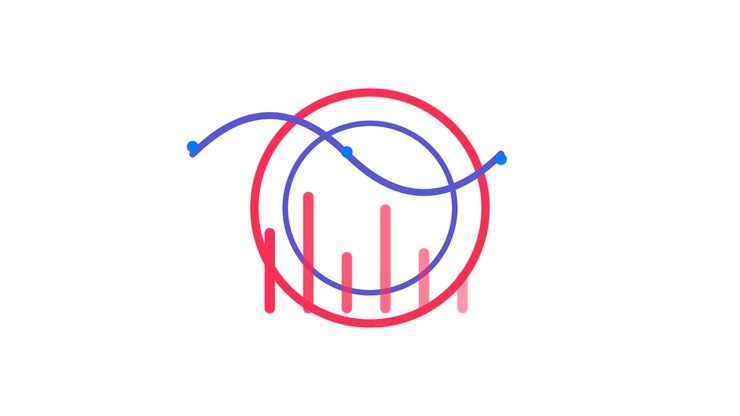 Grafico di visualizzazione dati astratto animato con elementi circolari