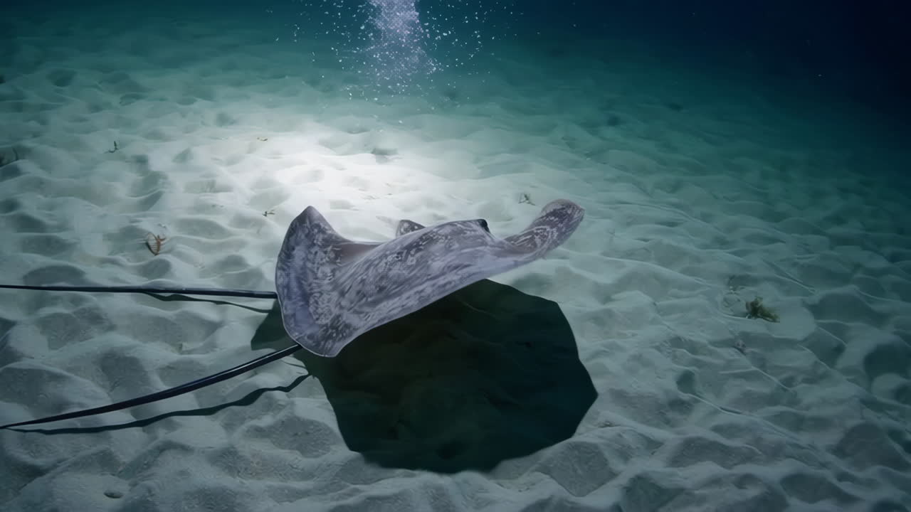 Stingray resting on the sandy ocean floor