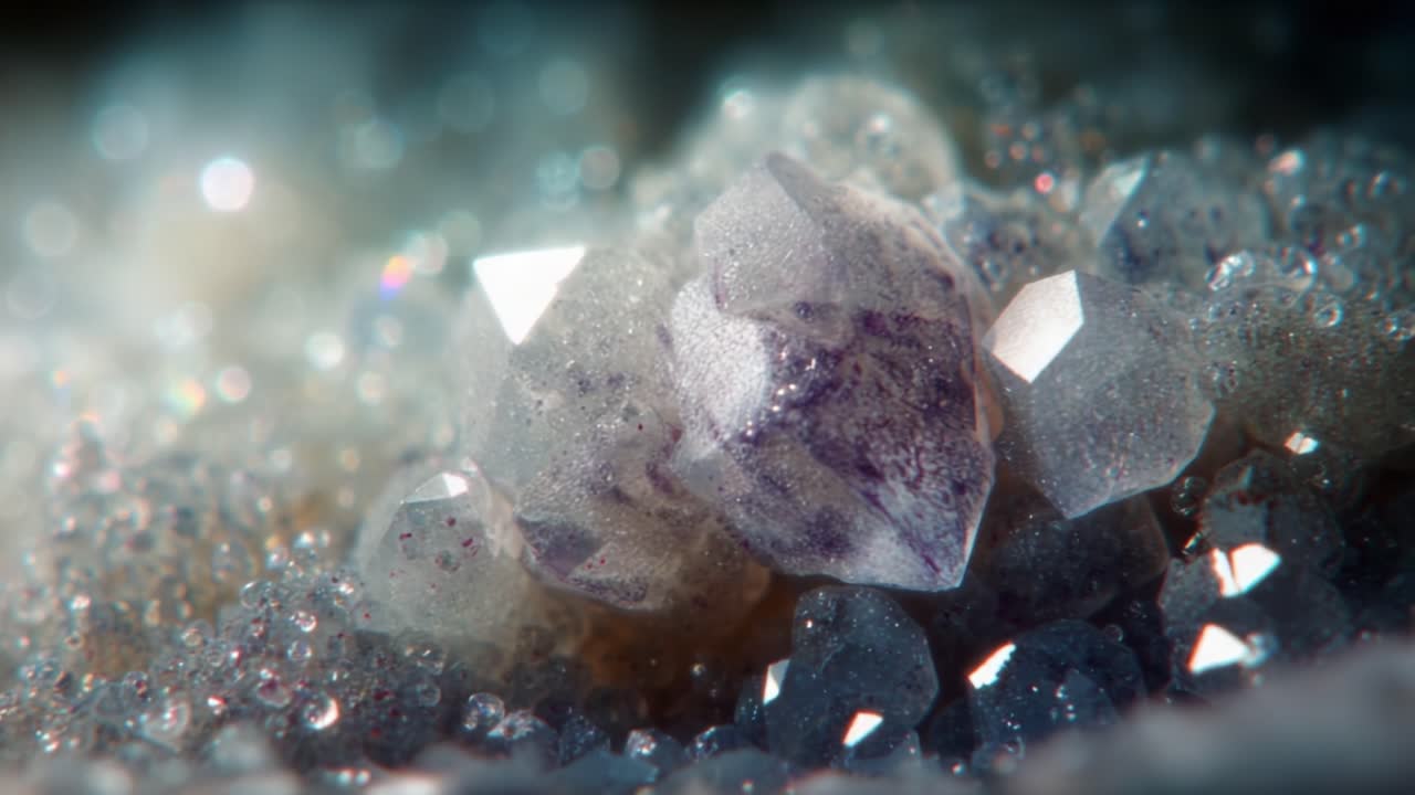 A Captivating Close-Up of Sparkling Crystals and Mineral Formations Showcasing the Intricate Beauty and Textures Found in Nature's Geologic Wonders