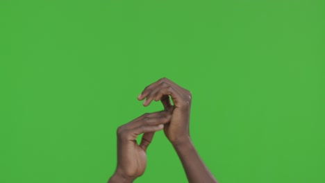 gestos de las manos en la pantalla verde