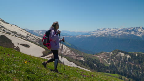 woman hiking in the mountains