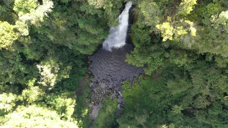 bird´s eye shot with drone of waterfall