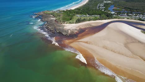 white sand beach in cabarita, new south wales, australia - aerial shot