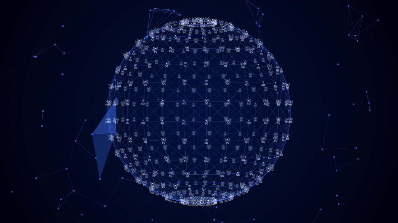 Digital 5G Network Globe Rotating in Cyberspace