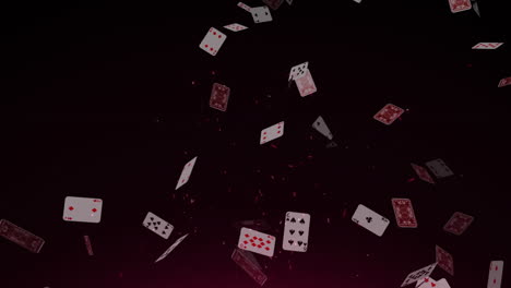 animation of playing cards falling on black background