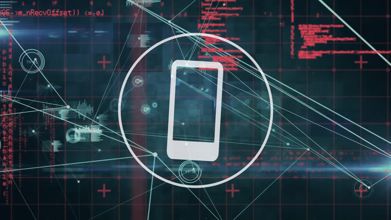 анимация цифровых икон, соединений и обработка данных